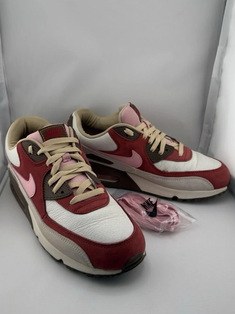Nike Air Max 90 2021 Bacon CU1816-100 Men’s Size 9.5, No Box, Extra Pink Laces
